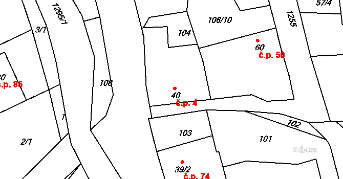 Konětopy 4, Pnětluky na parcele st. 40 v KÚ Konětopy u Pnětluk, Katastrální mapa