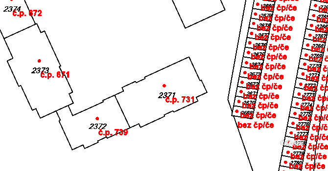 Týn nad Vltavou 731 na parcele st. 2371 v KÚ Týn nad Vltavou, Katastrální mapa