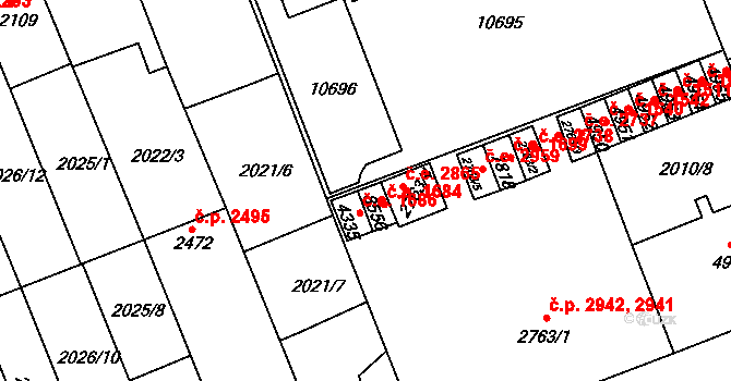 Hodonín 1684 na parcele st. 8556 v KÚ Hodonín, Katastrální mapa