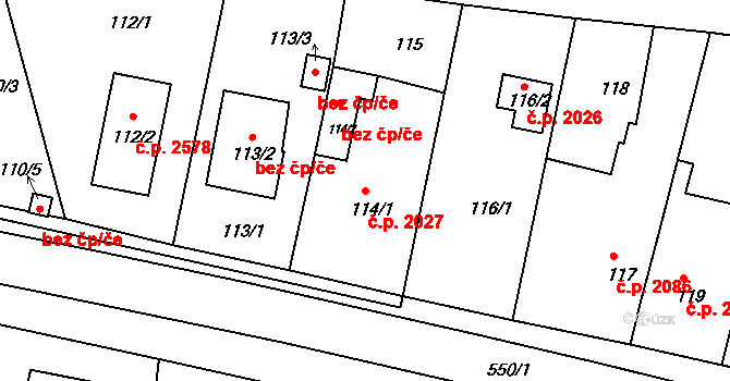 České Budějovice 2 2027, České Budějovice na parcele st. 114/1 v KÚ Haklovy Dvory, Katastrální mapa