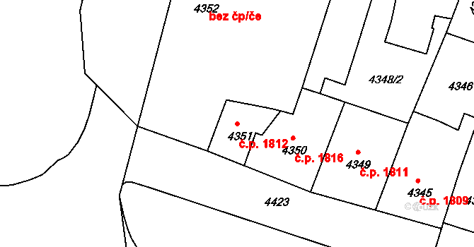 České Budějovice 3 1812, České Budějovice na parcele st. 4351 v KÚ České Budějovice 3, Katastrální mapa