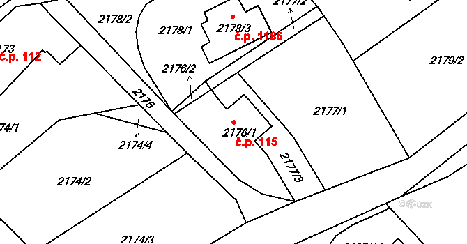 Liberec XIV-Ruprechtice 115, Liberec na parcele st. 2176/1 v KÚ Ruprechtice, Katastrální mapa