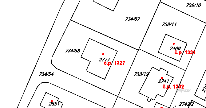 Neratovice 1327 na parcele st. 2777 v KÚ Neratovice, Katastrální mapa