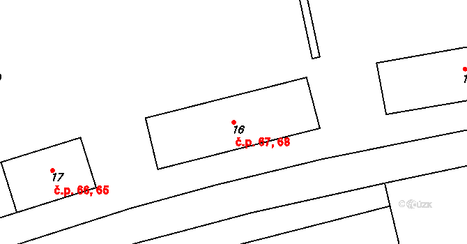 Habartov 67,68 na parcele st. 16 v KÚ Habartov, Katastrální mapa