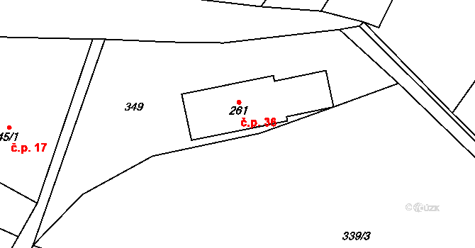 Valy 36, Plazy na parcele st. 261 v KÚ Plazy, Katastrální mapa