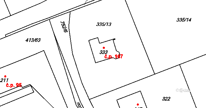 Karpentná 167, Třinec na parcele st. 333 v KÚ Karpentná, Katastrální mapa