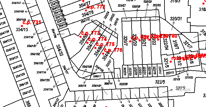 Hrádek nad Nisou 776 na parcele st. 354/81 v KÚ Hrádek nad Nisou, Katastrální mapa