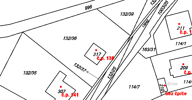 Krasíkov 138 na parcele st. 317 v KÚ Krasíkov, Katastrální mapa
