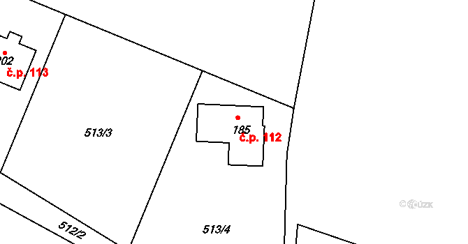 Horní Slivno 112 na parcele st. 185 v KÚ Horní Slivno, Katastrální mapa