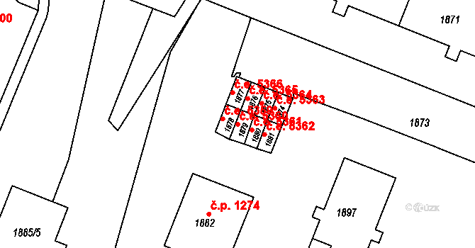 Kadaň 5360 na parcele st. 1879 v KÚ Kadaň, Katastrální mapa