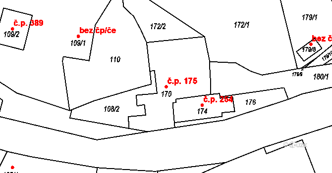 Najdek 175, Hamry nad Sázavou na parcele st. 170 v KÚ Najdek na Moravě, Katastrální mapa