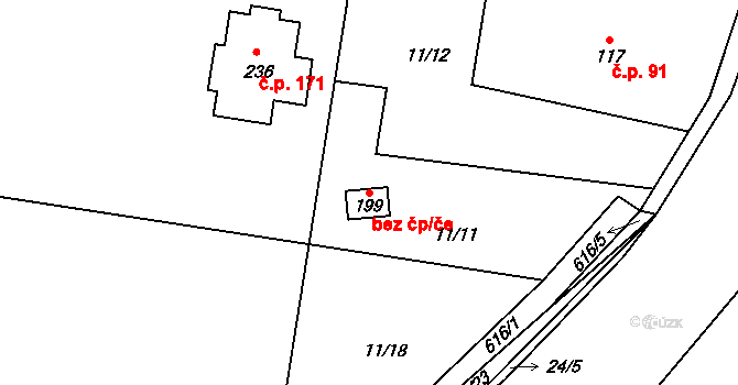 Chocenice 39998193 na parcele st. 199 v KÚ Chocenice, Katastrální mapa