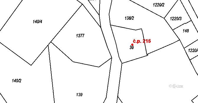 Hronov 40101193 na parcele st. 41 v KÚ Zbečník, Katastrální mapa