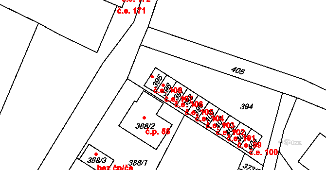 Rumburk 2-Horní Jindřichov 107, Rumburk na parcele st. 396 v KÚ Horní Jindřichov, Katastrální mapa