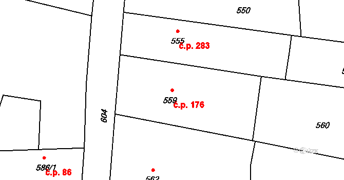 Pustá Polom 176 na parcele st. 559 v KÚ Pustá Polom, Katastrální mapa