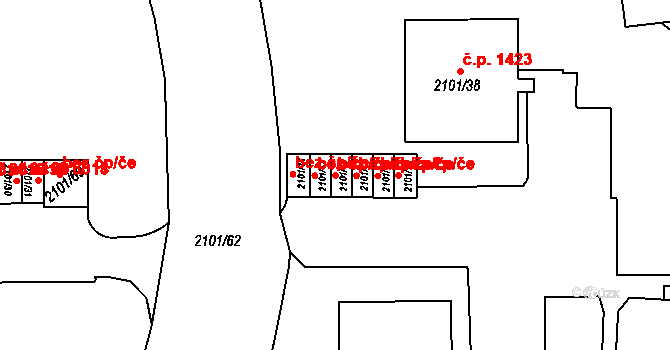 Teplice 42728193 na parcele st. 2101/13 v KÚ Teplice-Trnovany, Katastrální mapa