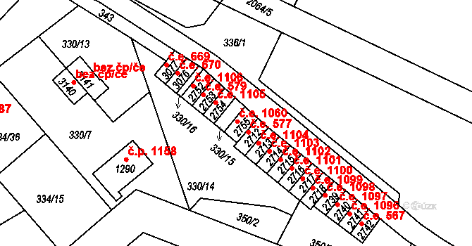 Náchod 1060 na parcele st. 2755 v KÚ Náchod, Katastrální mapa