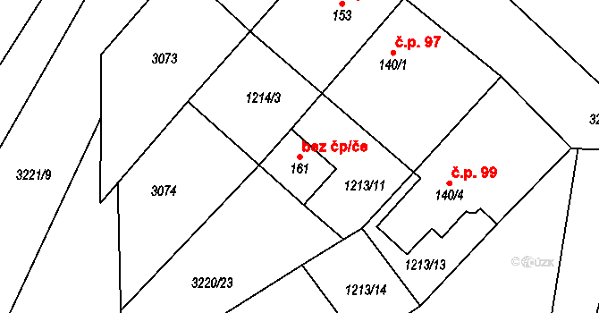 Kozlany 43729193 na parcele st. 161 v KÚ Kozlany u Vyškova, Katastrální mapa
