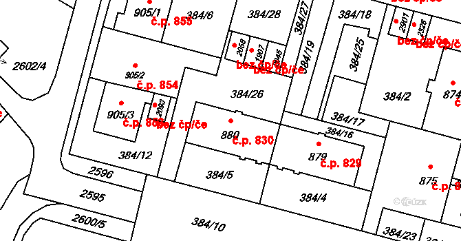 Kateřinky 830, Opava na parcele st. 880 v KÚ Kateřinky u Opavy, Katastrální mapa