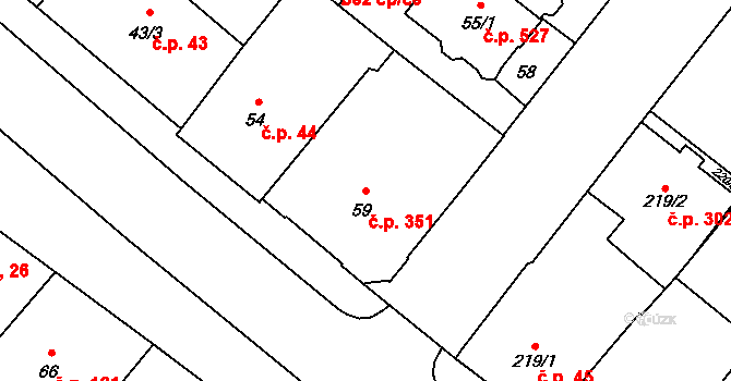 Předměstí 351, Opava na parcele st. 59 v KÚ Opava-Předměstí, Katastrální mapa