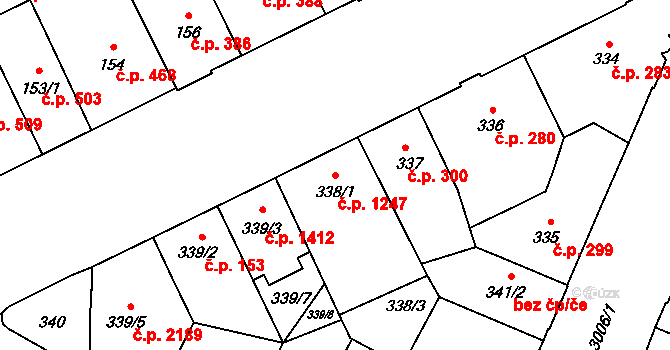 Předměstí 1247, Opava na parcele st. 338/1 v KÚ Opava-Předměstí, Katastrální mapa