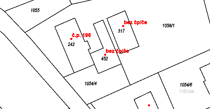 Líšnice 45494193 na parcele st. 452 v KÚ Líšnice, Katastrální mapa