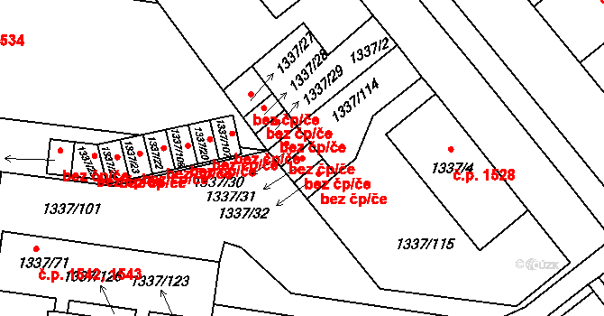 Roudnice nad Labem 47635193 na parcele st. 1337/31 v KÚ Roudnice nad Labem, Katastrální mapa