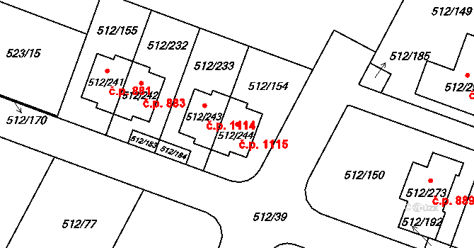 Srubec 1115 na parcele st. 512/244 v KÚ Srubec, Katastrální mapa