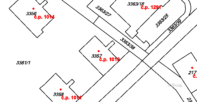 Kopřivnice 1010 na parcele st. 3357 v KÚ Kopřivnice, Katastrální mapa