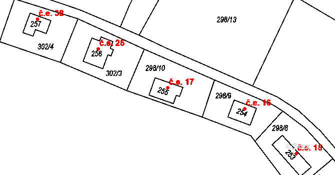 Kalivody 17 na parcele st. 255 v KÚ Kalivody, Katastrální mapa