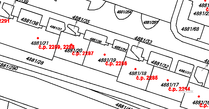 Louny 2286 na parcele st. 4881/19 v KÚ Louny, Katastrální mapa