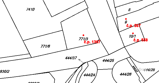 Žatec 1367 na parcele st. 771/3 v KÚ Žatec, Katastrální mapa