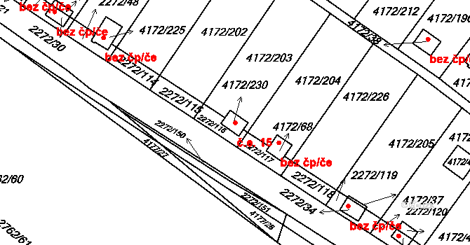 Brod 15, Příbram na parcele st. 4172/230 v KÚ Příbram, Katastrální mapa