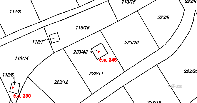 Stradov 246, Chlumec na parcele st. 223/42 v KÚ Stradov u Chabařovic, Katastrální mapa