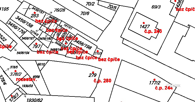 Hrušovany nad Jevišovkou 95605193 na parcele st. 2153 v KÚ Hrušovany nad Jevišovkou, Katastrální mapa