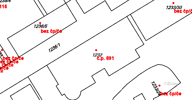 Rychnov nad Kněžnou 891 na parcele st. 1232 v KÚ Rychnov nad Kněžnou, Katastrální mapa