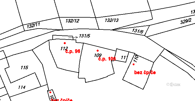 Bohumilice 106, Klobouky u Brna na parcele st. 109 v KÚ Bohumilice, Katastrální mapa