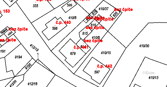 Hostěradice 104493194 na parcele st. 814 v KÚ Hostěradice na Moravě, Katastrální mapa