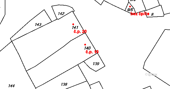 Heroltice 19, Jihlava na parcele st. 140 v KÚ Heroltice u Jihlavy, Katastrální mapa