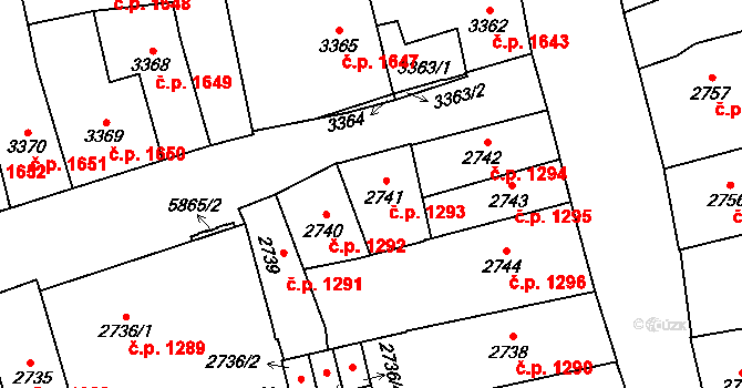 Jihlava 1293 na parcele st. 2741 v KÚ Jihlava, Katastrální mapa