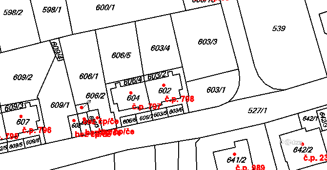 Roztoky 798 na parcele st. 602 v KÚ Roztoky u Prahy, Katastrální mapa