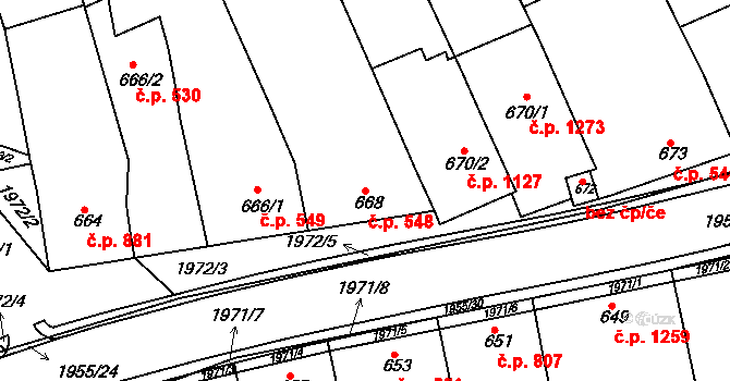 Mistřín 548, Svatobořice-Mistřín na parcele st. 668 v KÚ Mistřín, Katastrální mapa