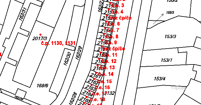 Kyjov 12 na parcele st. 2158 v KÚ Kyjov, Katastrální mapa