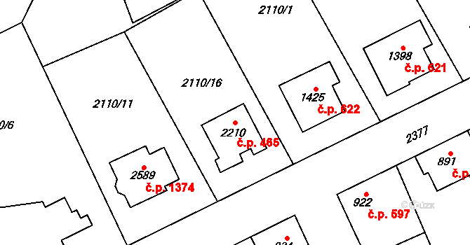 Lomnice nad Popelkou 465 na parcele st. 2210 v KÚ Lomnice nad Popelkou, Katastrální mapa