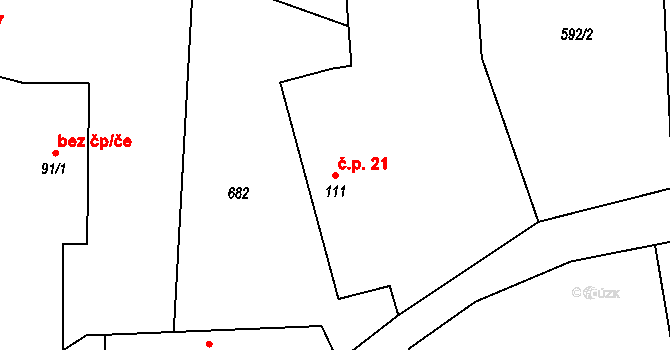 Nerošov 21, Nechanice na parcele st. 111 v KÚ Nerošov, Katastrální mapa