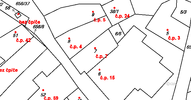 Dobkovičky 7, Velemín na parcele st. 7 v KÚ Dobkovičky, Katastrální mapa