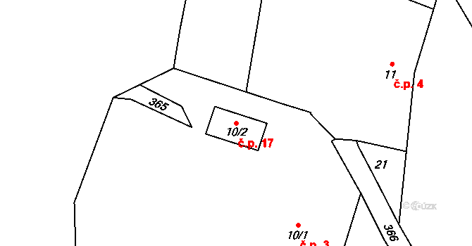 Borek 17 na parcele st. 10/2 v KÚ Borek u Miletína, Katastrální mapa