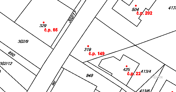 Straškov 149, Straškov-Vodochody na parcele st. 319 v KÚ Straškov, Katastrální mapa