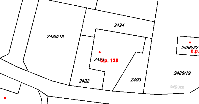 Lutyně 138, Orlová na parcele st. 2491 v KÚ Horní Lutyně, Katastrální mapa