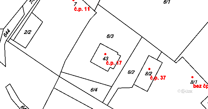 Spyšova 17, Sobotka na parcele st. 43 v KÚ Spyšova, Katastrální mapa